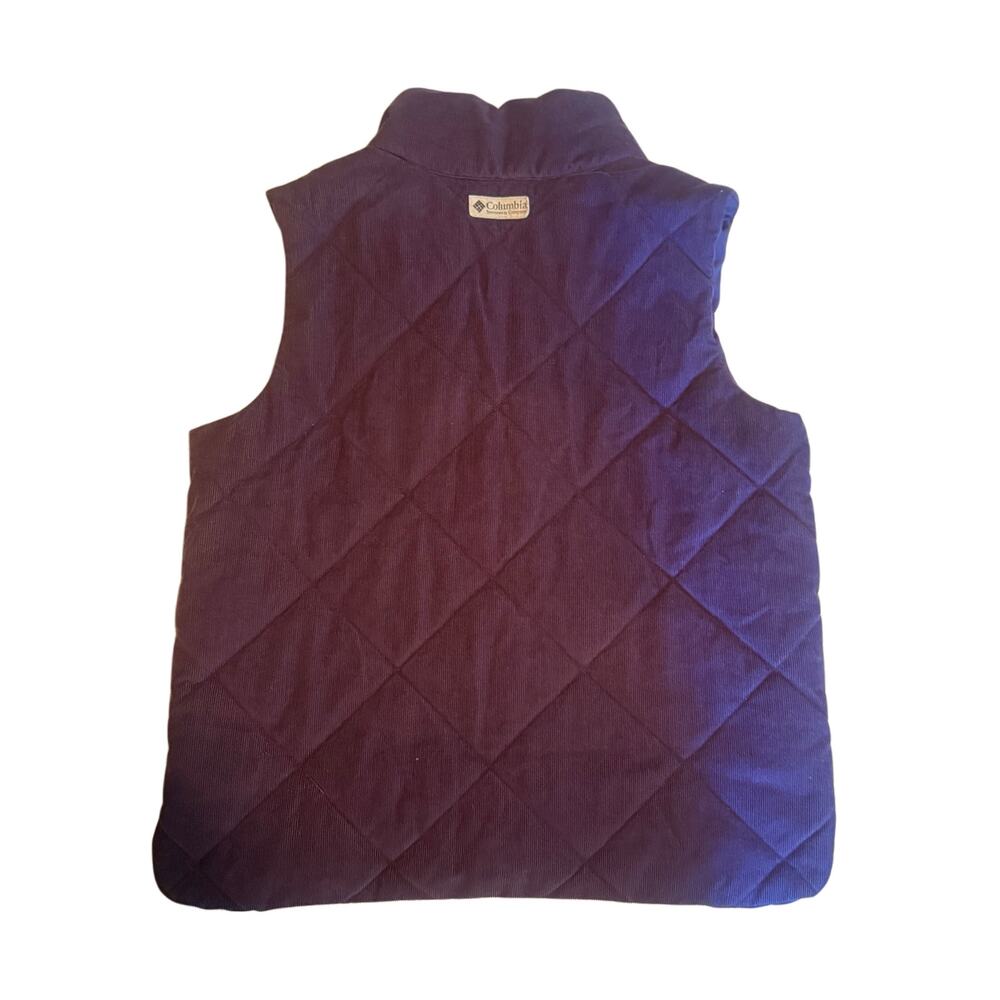 Vintage Columbia reversible quilted corduroy puffer vest in deep purple colorway